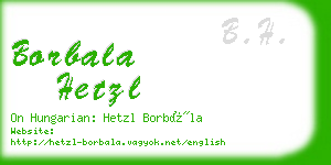 borbala hetzl business card